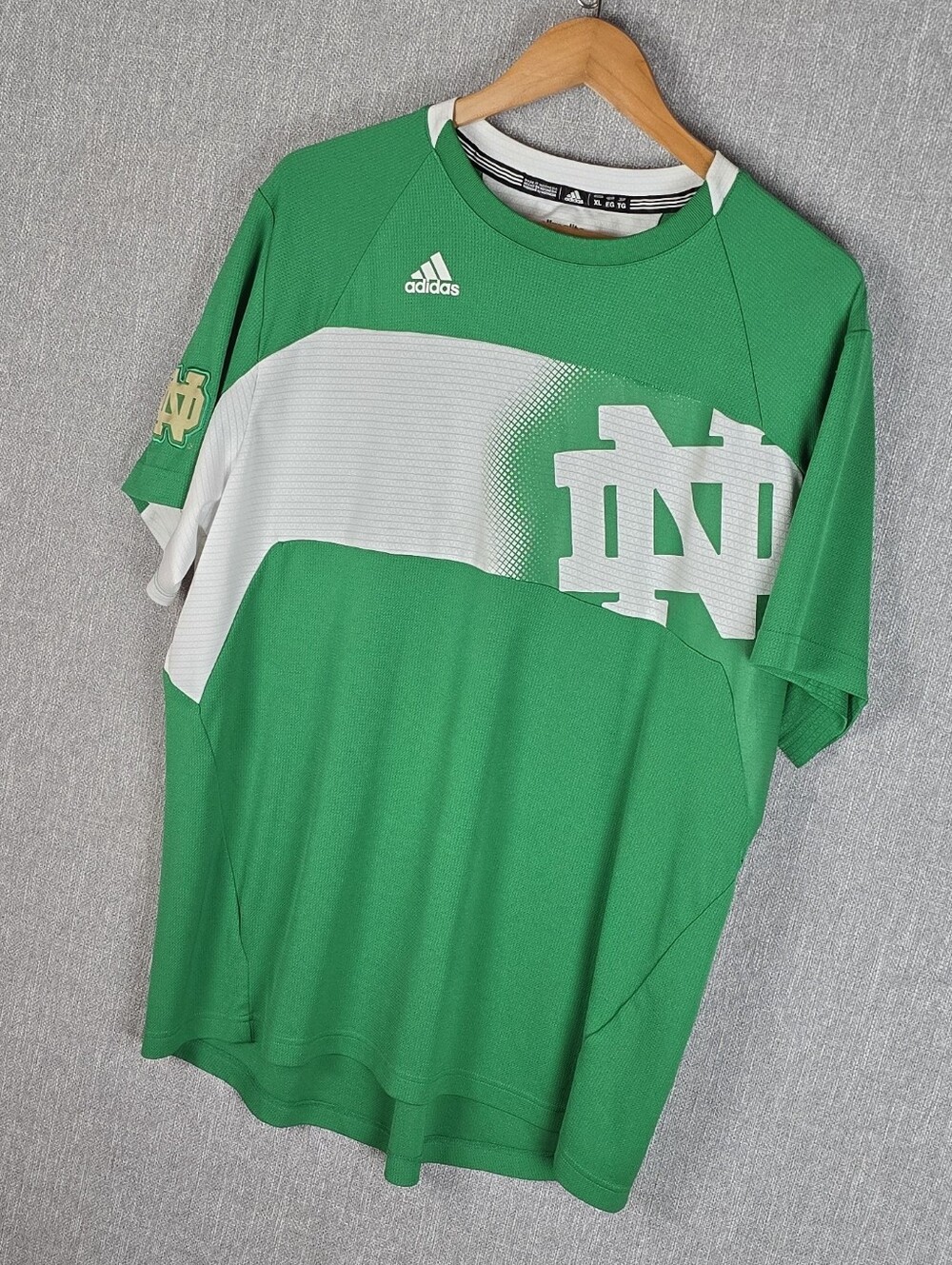 Adidas Climalite Notre Dame Fighting Irish Jersey Green/White/Gold Sz XL